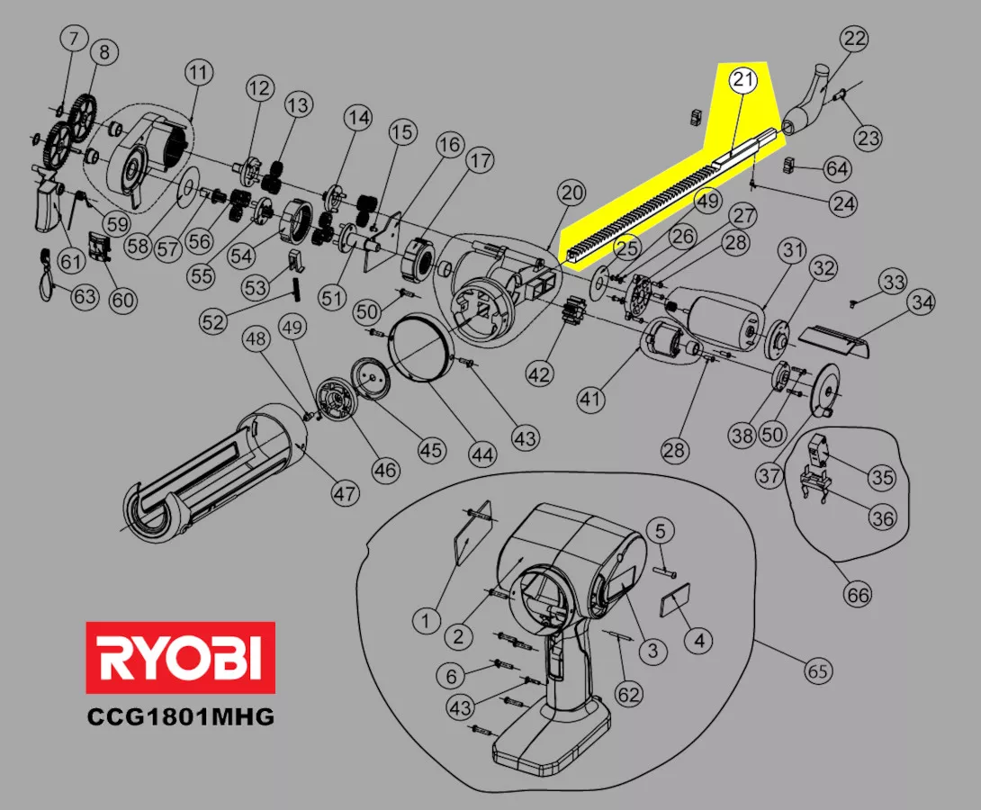 tige crantée réf. 5131030144 Ryobi